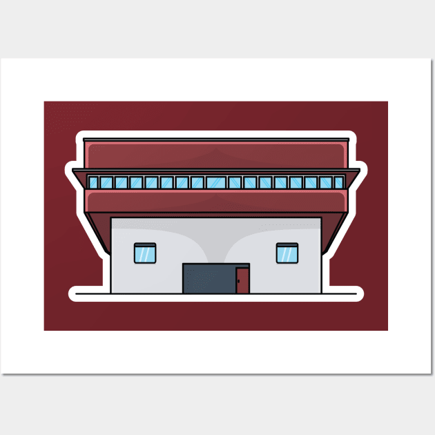 House Building vector illustration. Building and landmark object icon concept. Beautiful minimalist home front view with roof vector design. Modern white flat commercial home design. Wall Art by AlviStudio
